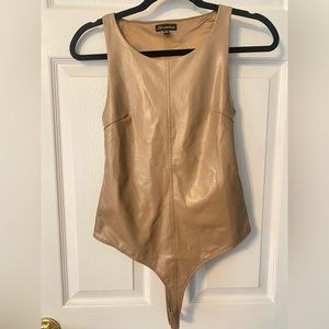 Tan/Brown leather body suit- Size XS